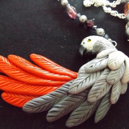 African Grey Parrot Necklace